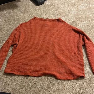 Waffle knit long sleeve crop